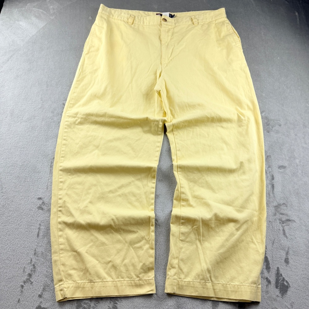 Chaps Men's‎ Yellow Chino Pants 38x30 Cotton Straight Leg Casual Trousers